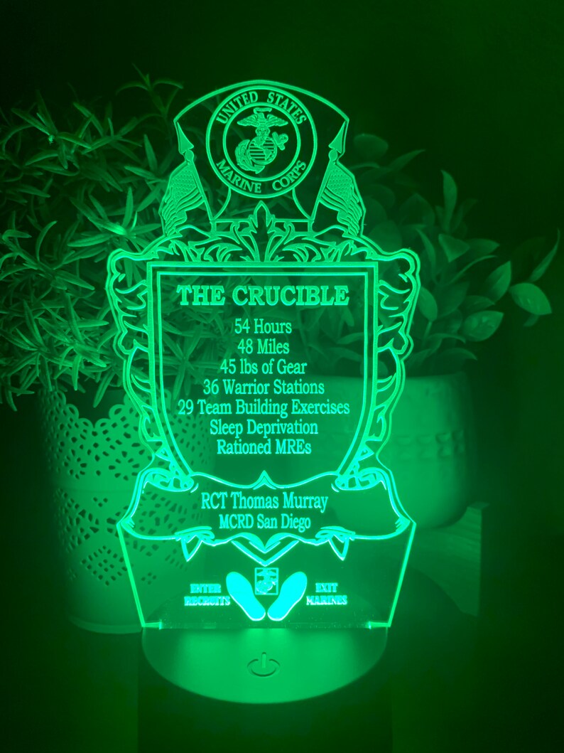 Personalized USMC Recruit Crucible Crest LED Light - Marine Gift - Etsy