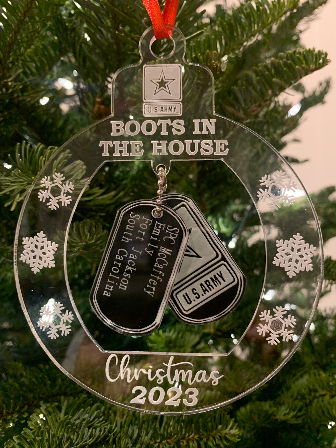 Boots in the House Christmas Ornament With Personalized Dog Etsy