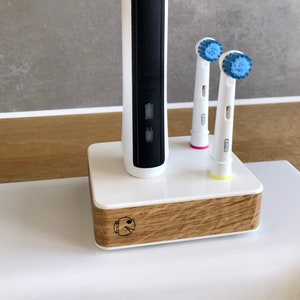 Portacepillos Otto White Comp para portacepillos eléctrico Oral-B de madera - para cargador 3757