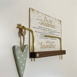 Photo holder Photo shelf Alexa 16.5 cm with brass bracket, card holder, postcard holder - variation wood type