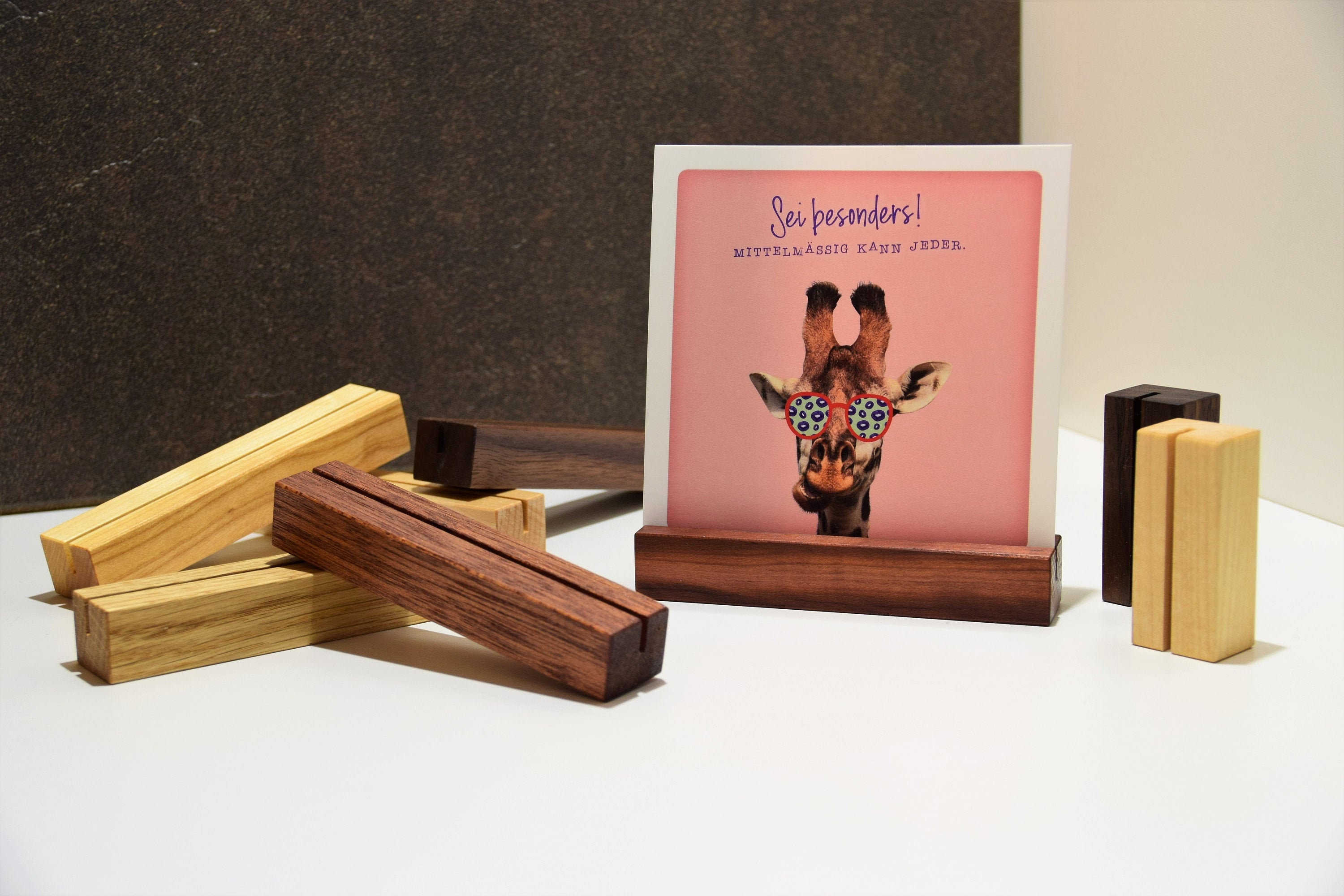 Support Photo En Bois Avec Support Transparent Amovible - 16.5x21.5x12.5 Cm, Présentoir Cartes Postales, Décorations
