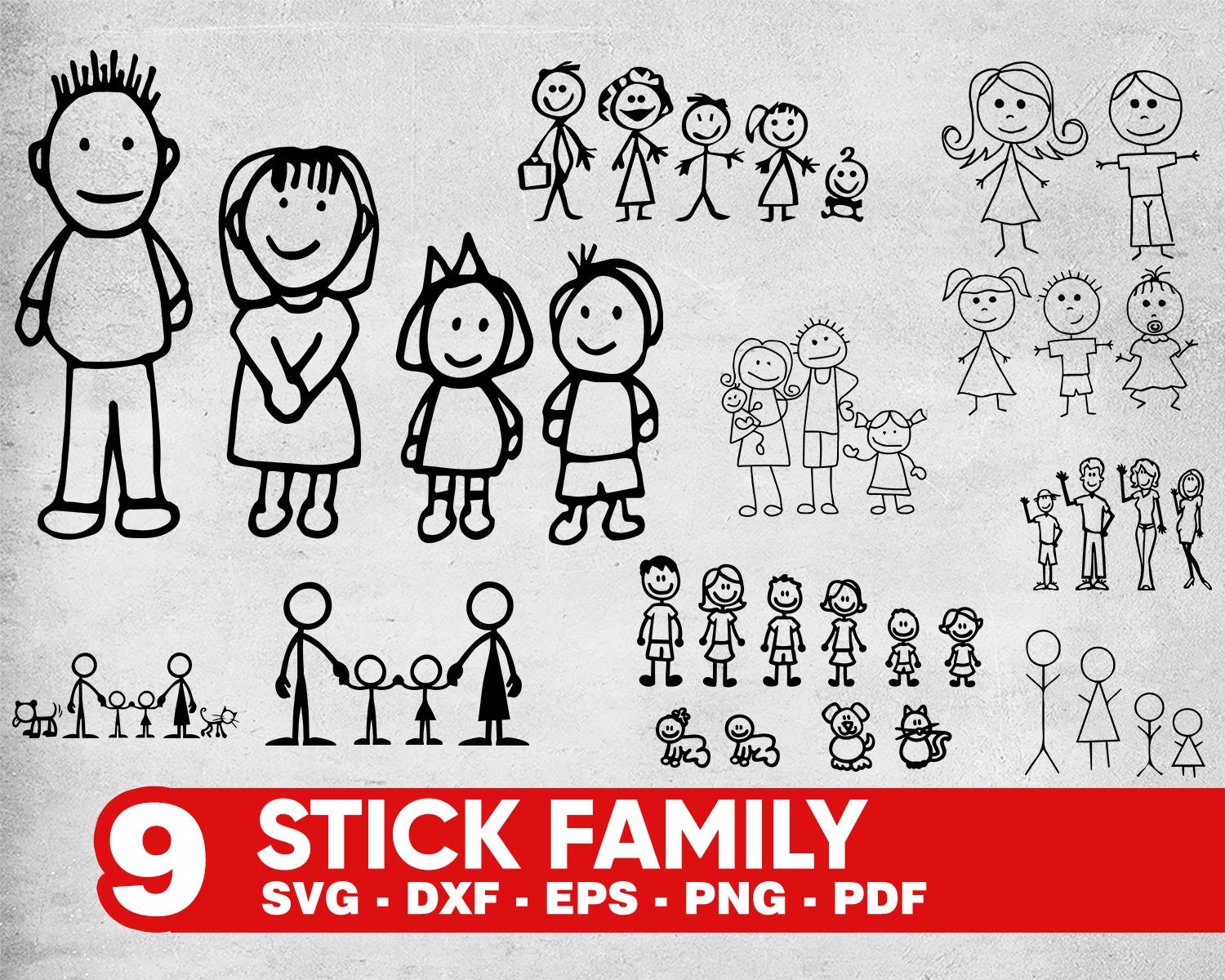 Download STICK FAMILY SVG Family clipart Family Silhouette Parrents ...