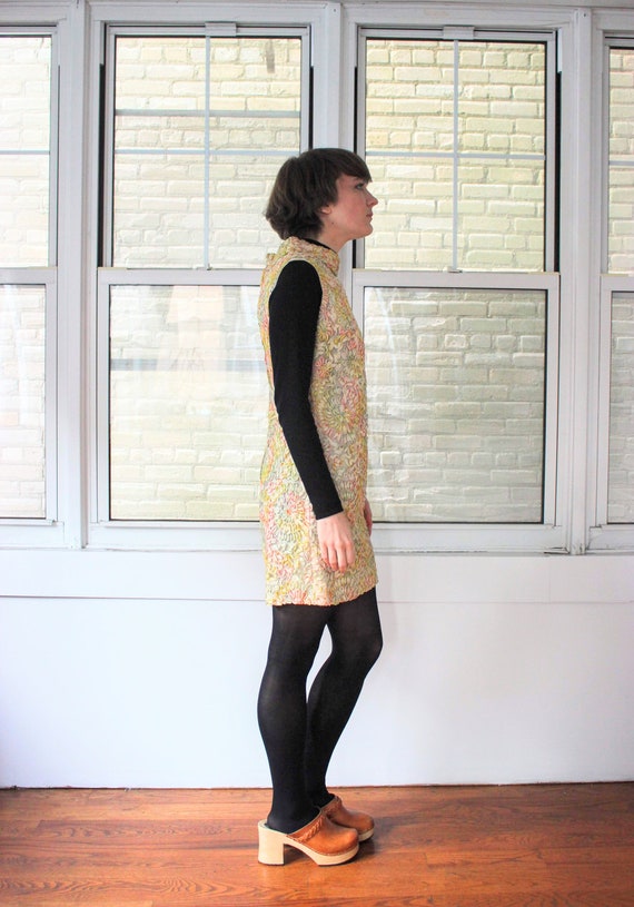Vintage 60s Sleeveless Pastel Lace Mini Dress wit… - image 6