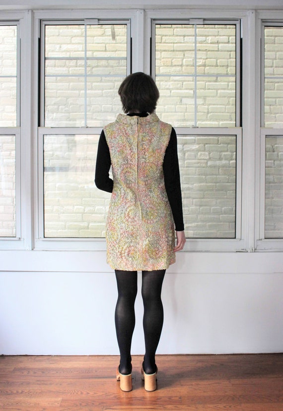 Vintage 60s Sleeveless Pastel Lace Mini Dress wit… - image 4