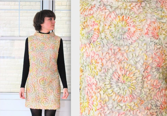 Vintage 60s Sleeveless Pastel Lace Mini Dress with