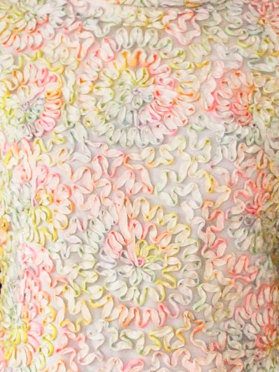 Vintage 60s Sleeveless Pastel Lace Mini Dress wit… - image 9