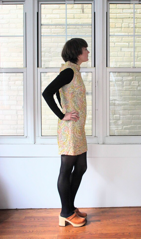 Vintage 60s Sleeveless Pastel Lace Mini Dress wit… - image 5
