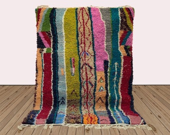 Moroccan Berber Rug, Colorful Handwoven Wool with Abstract Motifs !