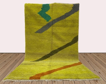 Vibrant Moroccan Abstract Wool Rug, Handmade Area Rug !