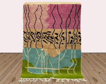 Handmade Moroccan Berber Area Rug, Abstract Wool Rug!