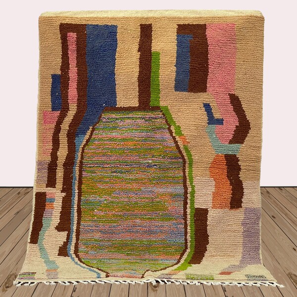 Abstract Design Handmade Wool Rug, Moroccan Berber Area Rug!