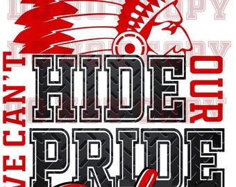 2 Pngs We Can&#39;t Hide Our Pride Redmen Mascot-GOLD -school mascot, leopard print, Football spirit, Sports shirt
