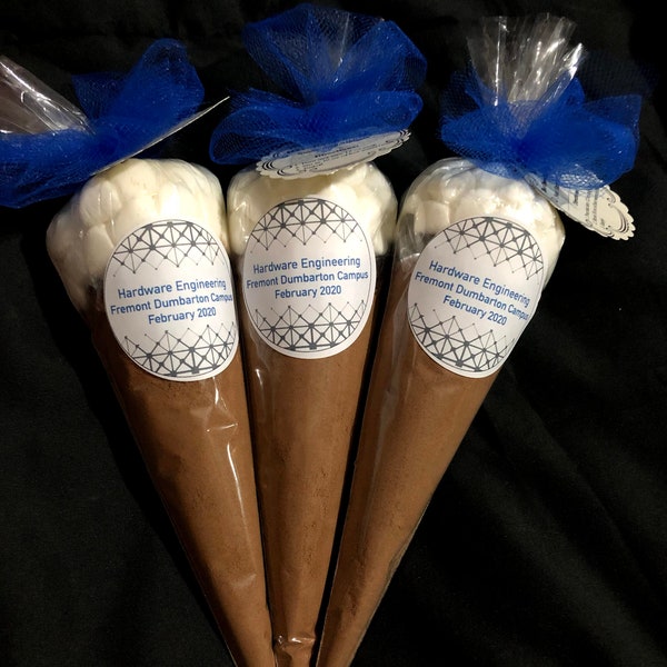 46 WITH labels - Hot Chocolate Cones, Hot Chocolate, , Wedding Favors, Party Favors, Wedding , Birthday - CUSTOM LISTING
