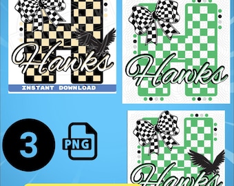 Kariertes H für Hawks, Schulstolz, Fußballbegeisterung, Sportshirt, Digitaler Download