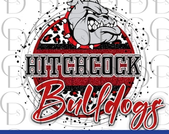 Hitchcock Bulldogs Maskottchen: Leopardenmuster, Football Spirit (PNG Digital Download)