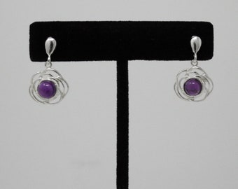 Amethyst Sterling Silber Rose Ohrringe