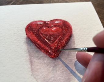 Hand embellished glittery goodness heart greeting card