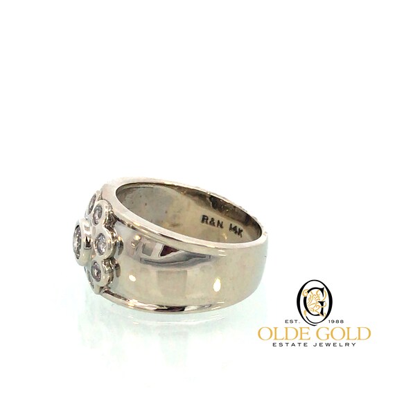 Estate Flower Diamond Wide Band Ring - Estate Jew… - image 3