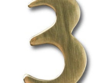 GSi - Número de buzón n.º 3 de latón macizo de 2" / Autoadhesivo - Número de buzón resistente a la intemperie / Cinta adhesiva de doble cara 3 M para molduras de automóviles