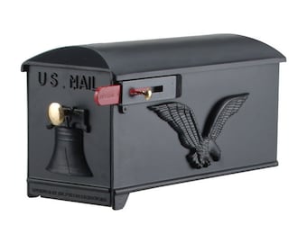 GSi Luxury Mailbox - Black Style 4K | Post Mount Mailbox Address | Parcel House Mailbox  Includes Brass Knob, Red Flag and Hardware