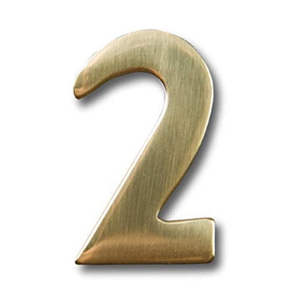 GSi 2 Inch Solid Metal Brass - Mailbox Number #2 | Self-Adhesive - Weatherproof Mailbox Number | 3M Double Sided Automotive Trim Sticky Tape