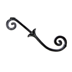 May include: Black metal scroll with two decorative swirls at each end.