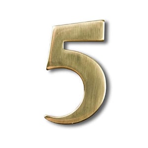 GSi 2&quot; Inch Solid Brass - Mailbox Number #5 | Self-Adhesive - Weatherproof Mailbox Number | 3M Double Sided Automotive Trim Sticky Tape