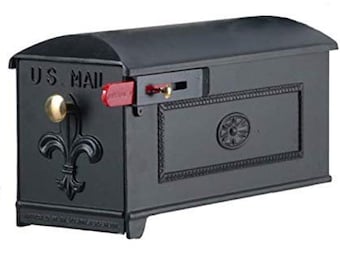 GSi Luxury Mailbox - Black Style 1K | Post Mount Mailbox Address | Parcel House Mailbox  Includes Brass Knob, Red Flag and Hardware