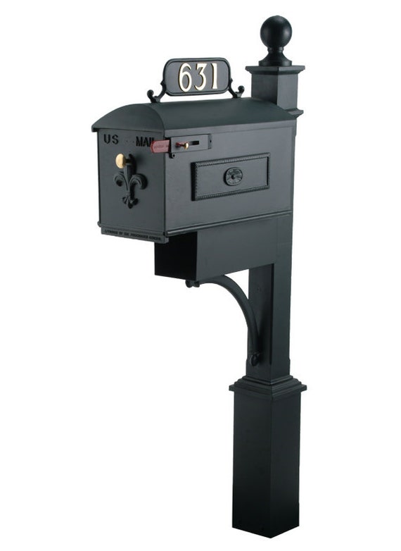 Mailbox Address Number Plate 3 With Brass Numbers | Rust-proof Cast Aluminum, Hardware Included, 5 Digits/side, 13 5/8″ Mounting Holes - UK