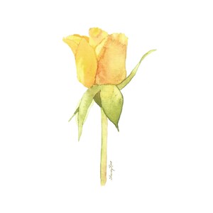 Original Watercolor Yellow Rose, printable download