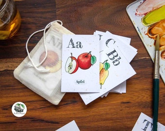 ABC flashcards and memory fruit vegetables herbs vocabulary alphabet learning Montessori toys language development for children