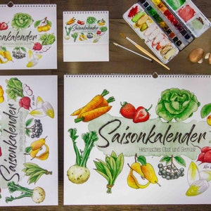 Perpetual seasonal calendar A4 with seasonal, local fruit and vegetables Sustainable watercolor illustrations special gift image 8
