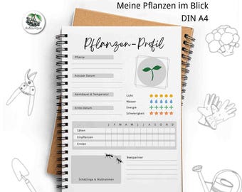 Plant profile A4 download, garden planning, raised bed, vegetable garden for beginners, garden planner, printable list, vegetables, fruit, herbs, table