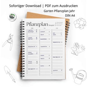 Puede incluir: Un calendario de siembra de jardín imprimible en alemán, con fondo blanco y texto negro. El calendario está dividido en tres columnas, etiquetadas como "Abril", "Mayo" y "Junio". Cada columna tiene una lista de verduras y hierbas para plantar, con casillas de verificación junto a cada elemento.