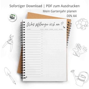 Gartenjahr planen A4 Download Gemüsegarten für Anfänger Garten Planer Liste Ausdrucken Gemüse Obst Kräuter Gewürze Blumen Tabelle Pflanzen