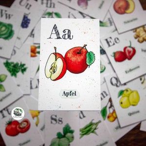 Tarjetas de memoria ABC para niños, tarjetas Flash de frutas y verduras, hierbas, vocabulario, alfabeto Montessori, Material de terapia ABC, juguetes para niños, 1 año