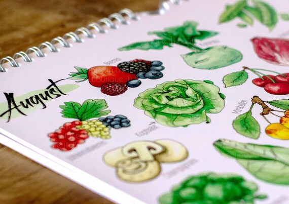 Perpetual Seasonal Calendar A4 Fruit Vegetables Decoration Etsy