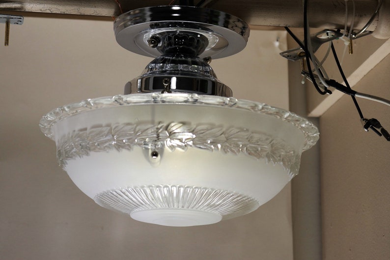 Vintage 3 Chain Ceiling Light Shade and New Chrome Fixture Etsy