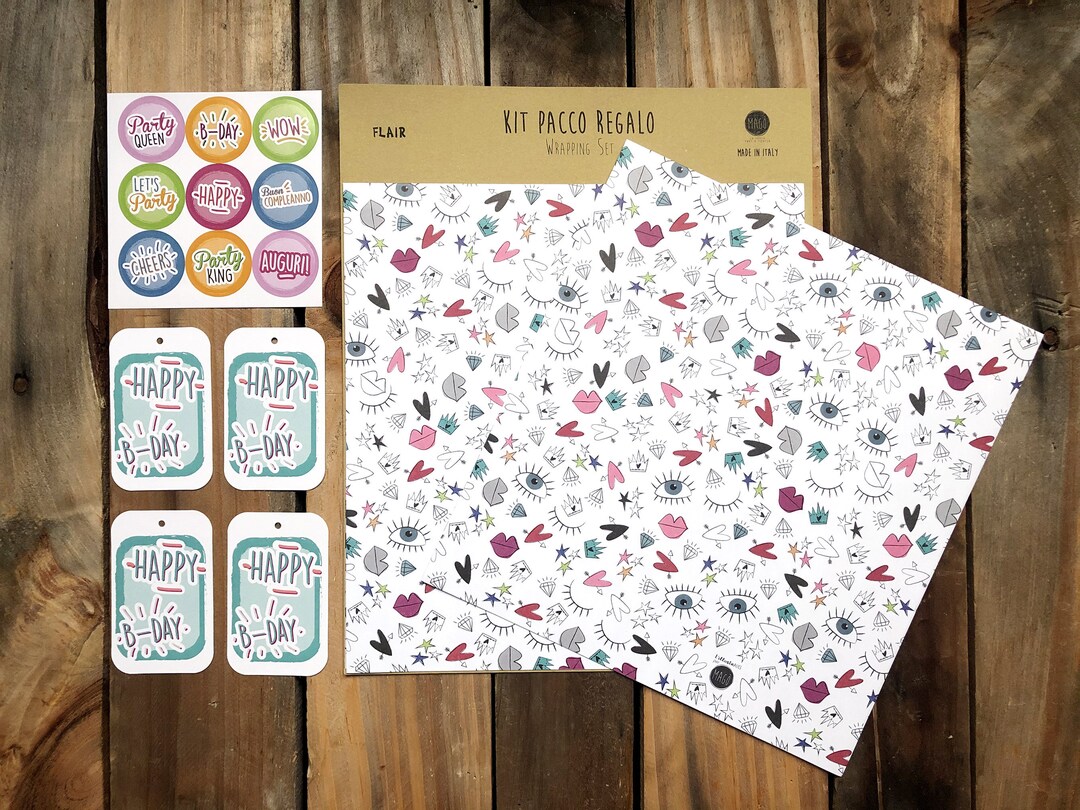 Flair Gift Pack Kit With Pattern, Wrapping Set, Gift Card, Stickers and ...