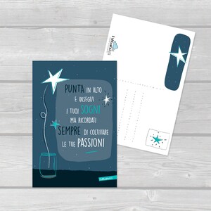Cartolina illustrata "Punta in alto e insegui i tuoi sogni"