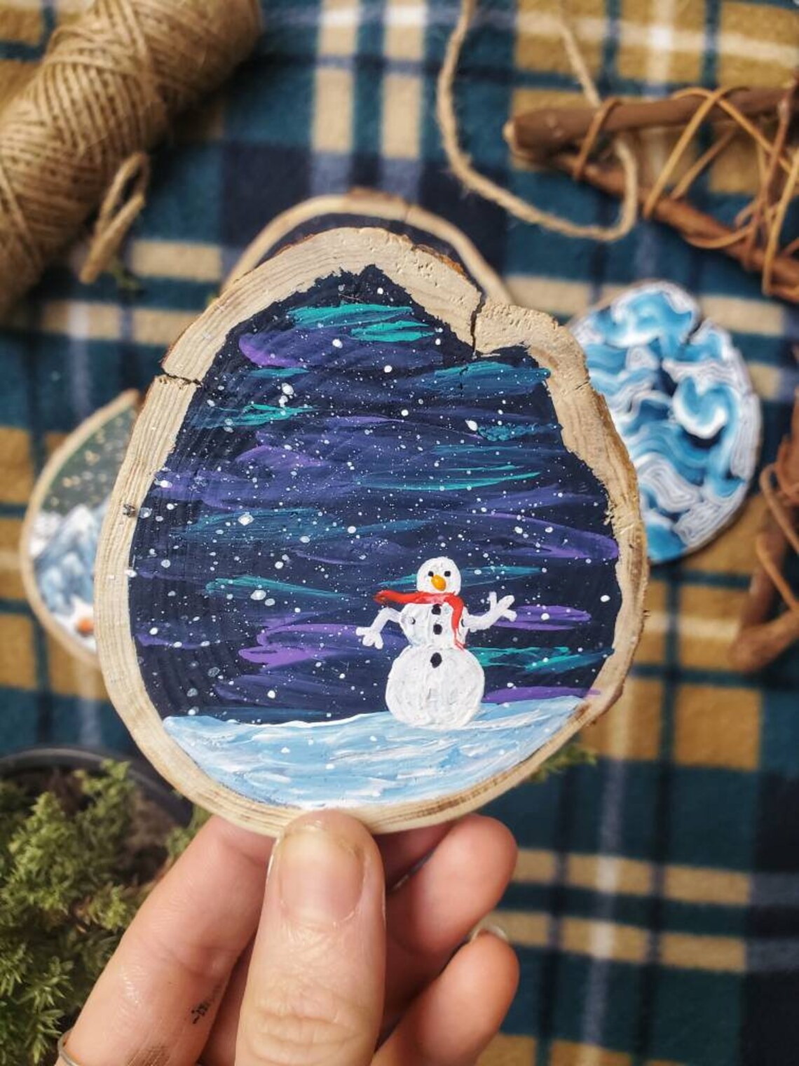 Northern Lights Snowman Ornament // Christmas Gift for Anyone Etsy UK