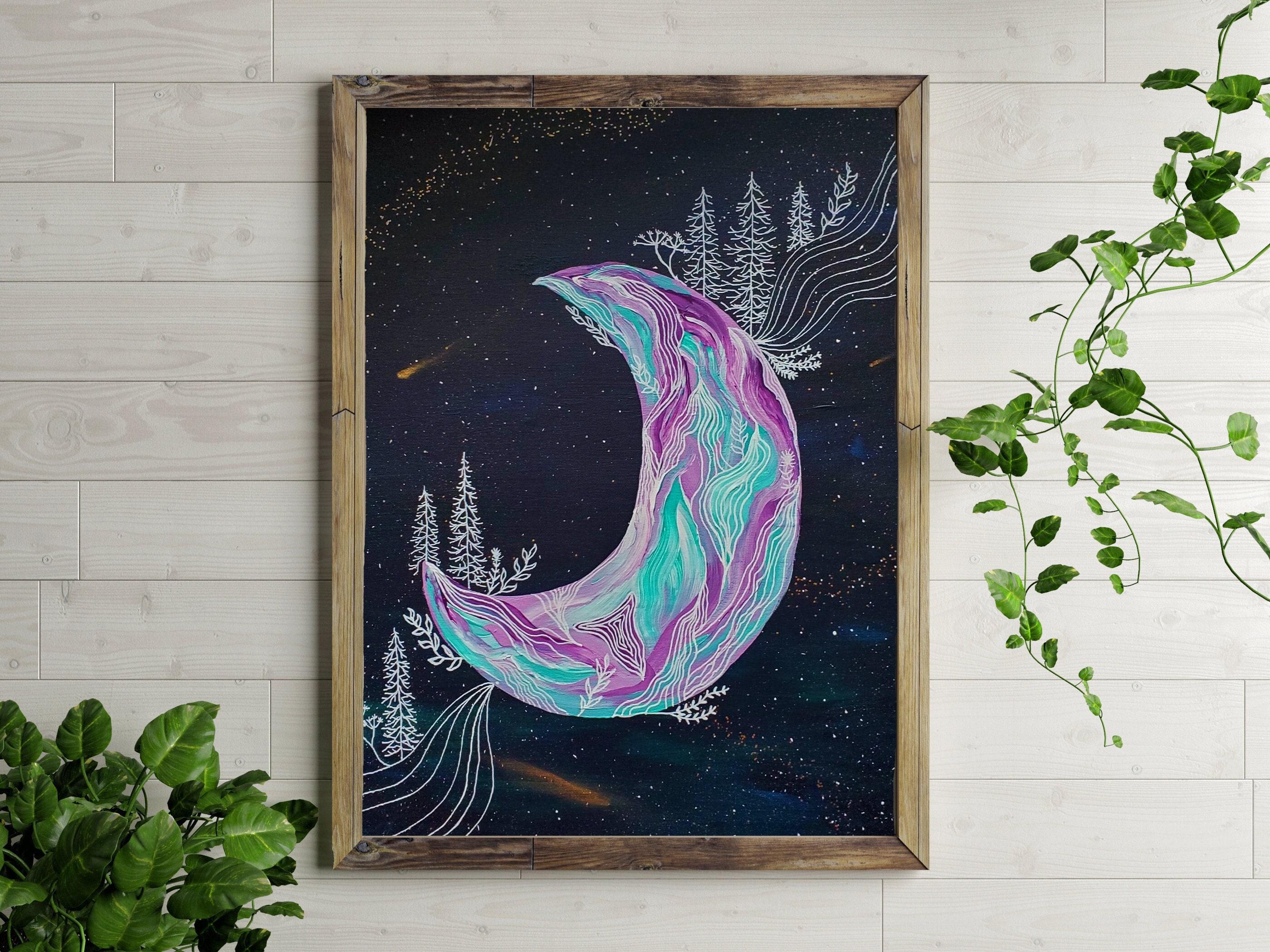 psychedelic moon drawing