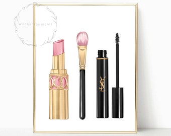 Beauty Wall Art Makeup Brushes Print Glam Room Print Salon Print