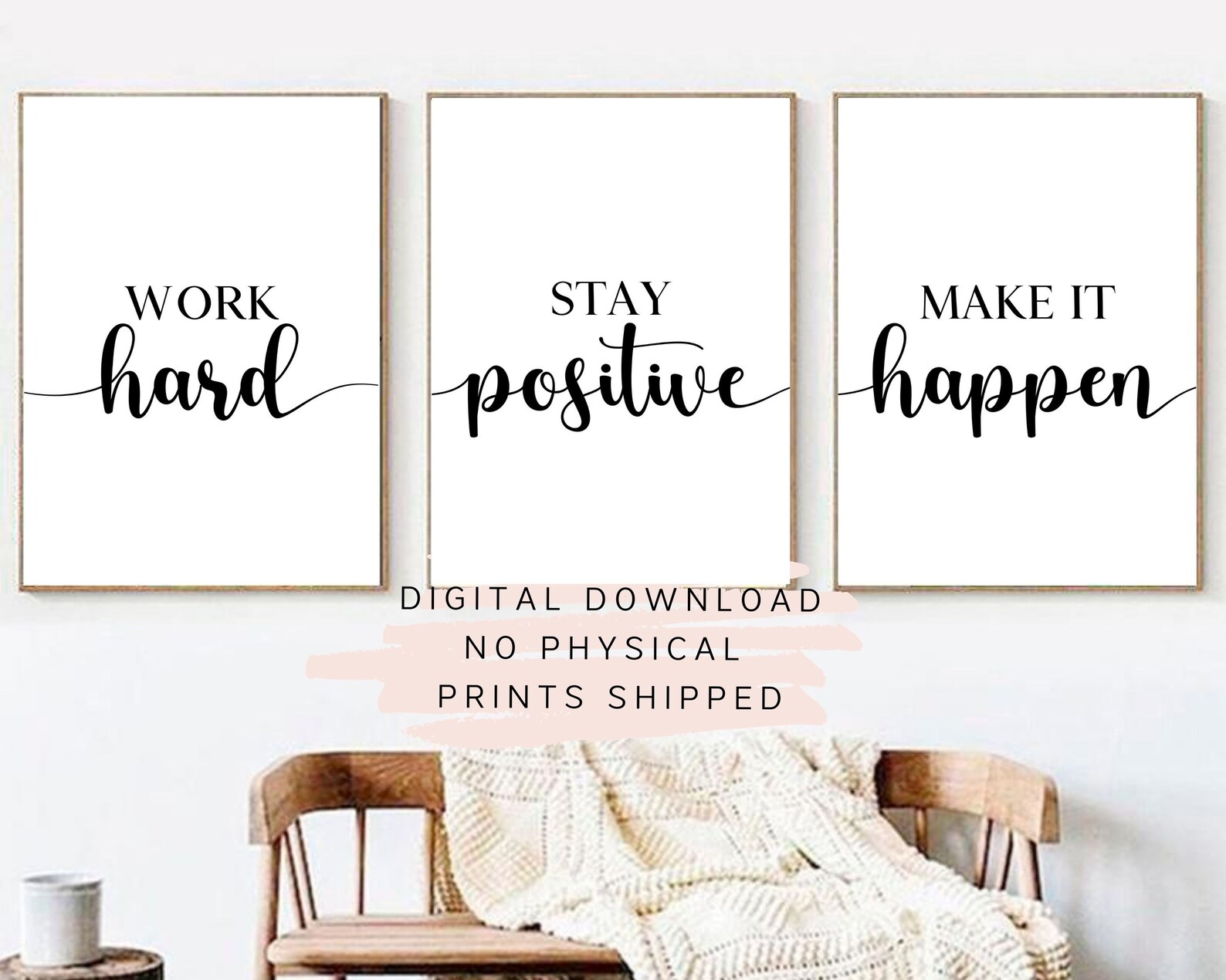 Inspirational Wall Art Set of 3 Success Quote Office Wall | Etsy