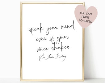 Ruth Bader Ginsburg Quote, Office Wall Art, RBG, Home Office Decor, Feminist Wall Art, Inspirational Wall Art, Motivational Wall Decor