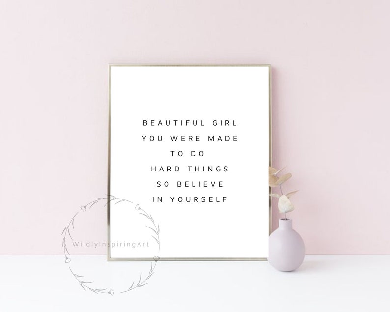 Inspirational Wall Art, Beautiful Girl, Printable Girl Room Decor, Dorm ...