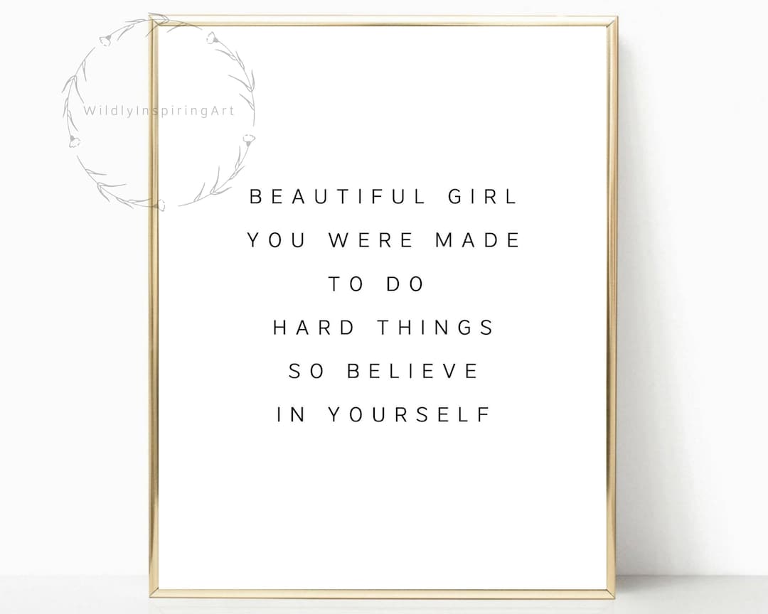 Inspirational Wall Art, Beautiful Girl, Printable Girl Room Decor, Dorm ...