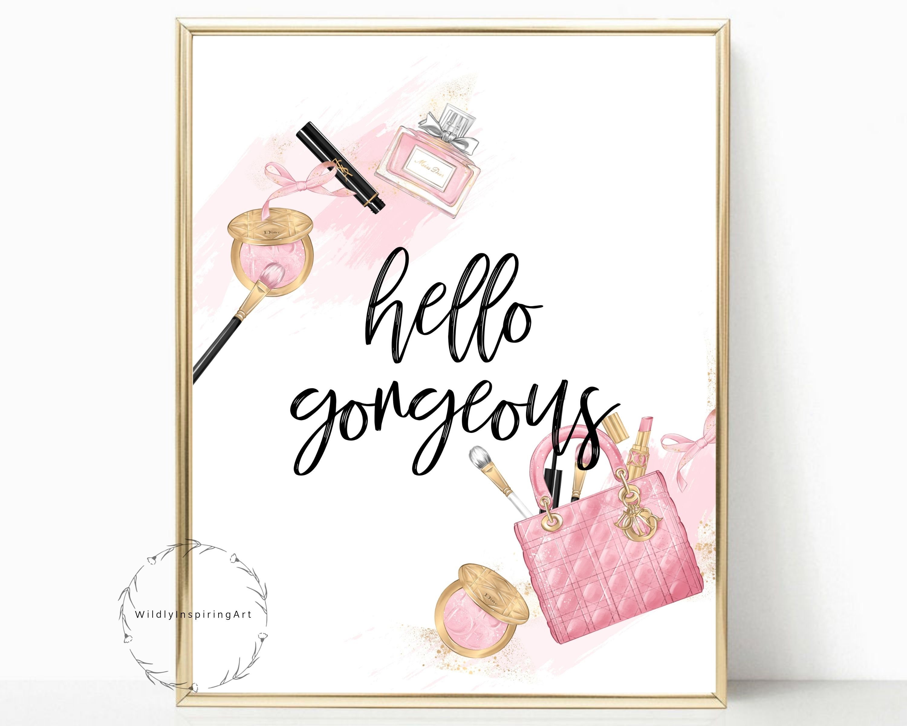 Makeup Wall Art Hello Gorgeous Designer Makeup Fashion Wall Etsy