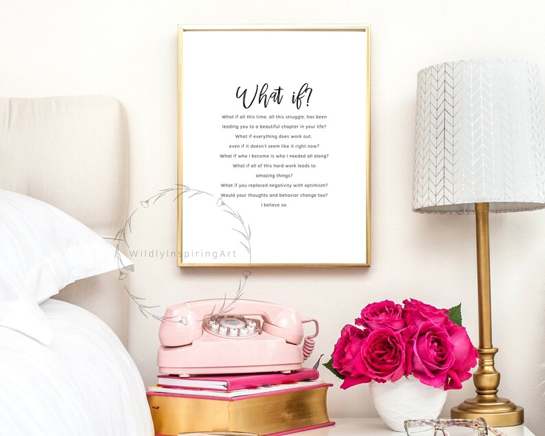 Inspirational Wall Art What If Dorm Decor Inspirational | Etsy