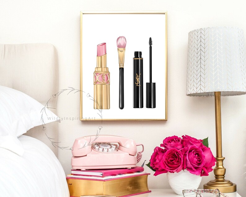 Makeup Print Makeup Wall Art Makeup Brush Printable Mascara Etsy